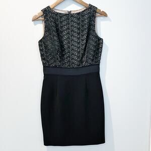 Kay Unger Lace Overlay Sheath Dress Black Size 4 LIKE NEW